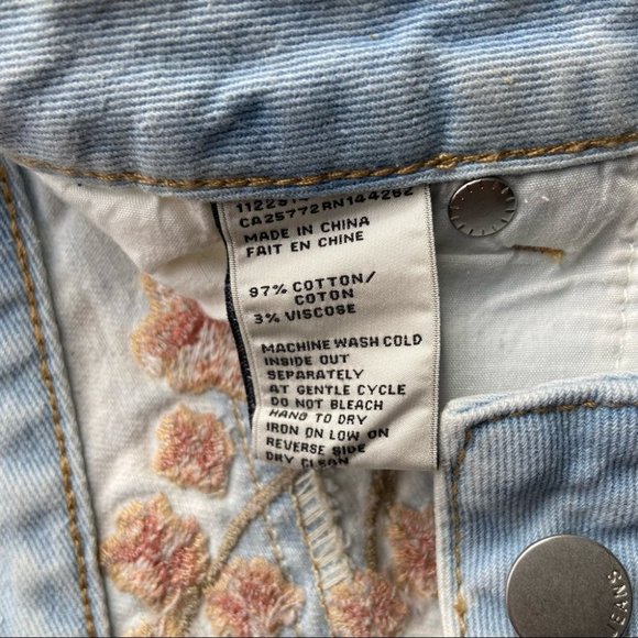 Dex Light Wash Distressed Embroidered Denim Shorts - Picture 8 of 12